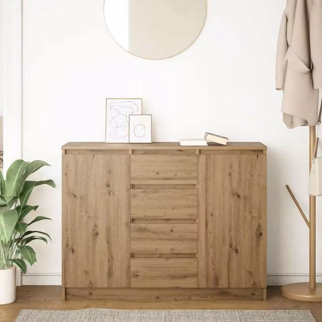 Berkfield Home Artisan Oak Sideboard with Drawers in Brown, W/D/H: 100.5 x 35 x 76 cm – 1