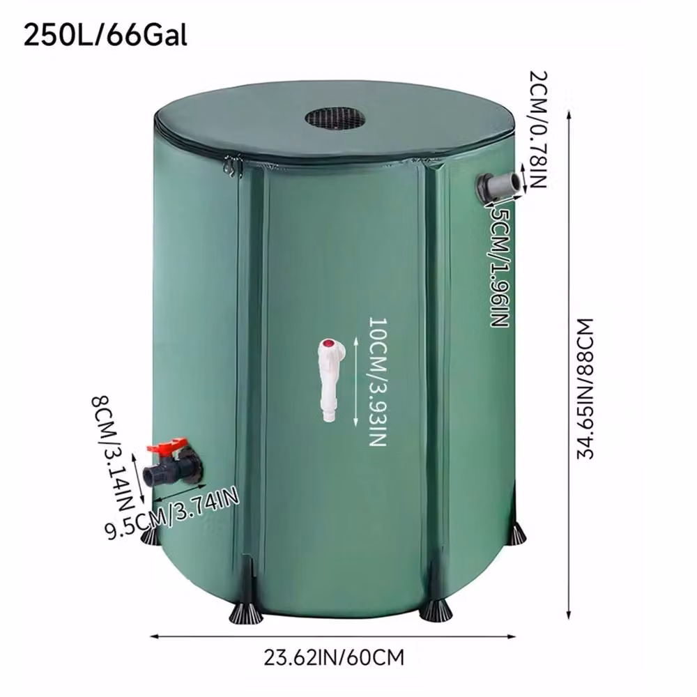 EONLION 250L Collapsible Rain Barrel Water Collection System in Green – 2