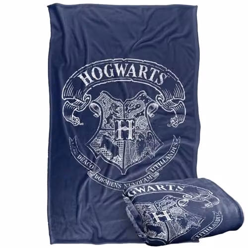 LOGOVISION Harry Potter Hogwarts School Crest Super Soft Fleece Throw Blanket, Multicolour, W: 91.44 cm x L: 147 cm
