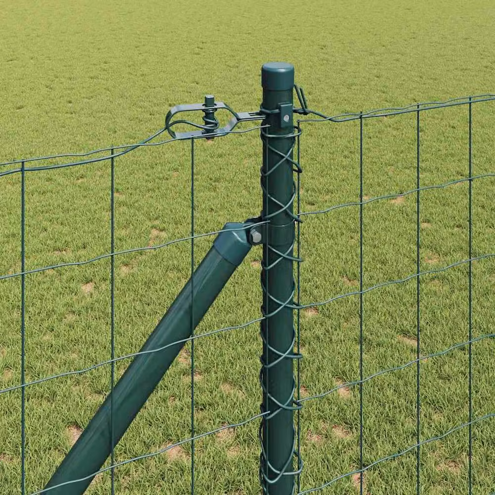 Berkfield Home Euro Fence with 7 Spike Posts, Galvanised Steel, Green, W: 10 m, H: 1 m – 4