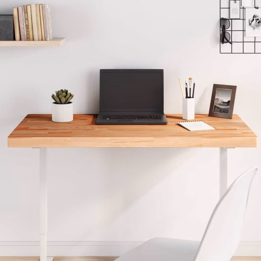 Berkfield Home Rectangular Solid Beech Wood Table Top in Light Brown, W: 100 cm, D: 50 cm, H: 4 cm – 2