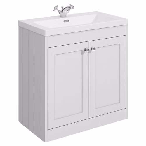 Balterley White Floor Standing Bathroom Vanity Unit with Rectangular Basin and Soft Close 2 Doors, W/D/H: 80 x 45.3 x 80 cm – 1