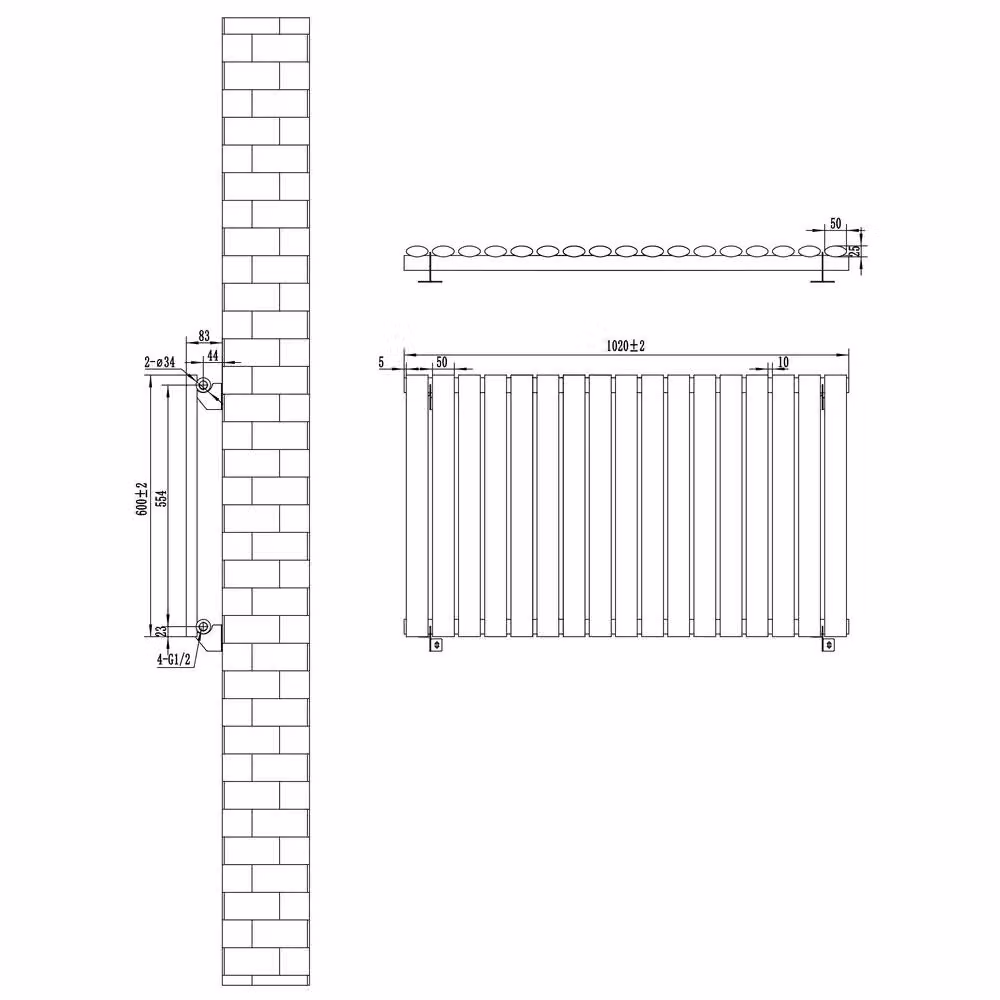 Monstershop Oval Single Column Steel Radiator, Black, W: 60.0 cm, H: 102.0 cm – 5