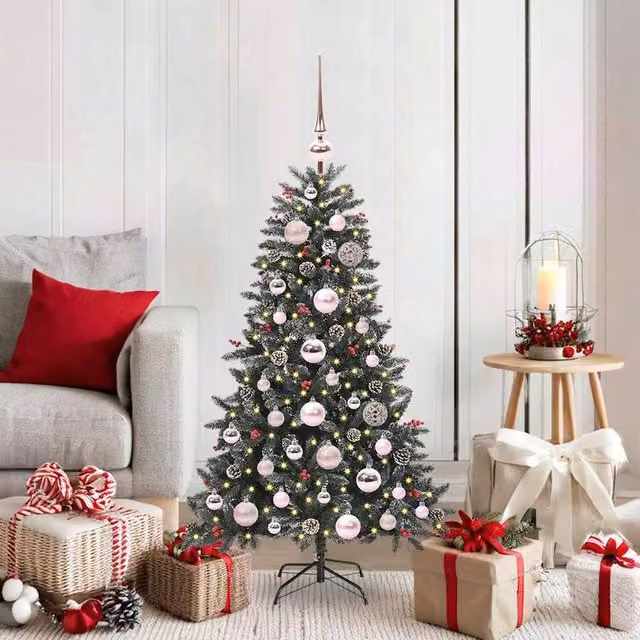 Berkfield Home Artificial Christmas Tree with 150 LEDs, Green, W/D/H: 68 x 68 x 120 cm – 1