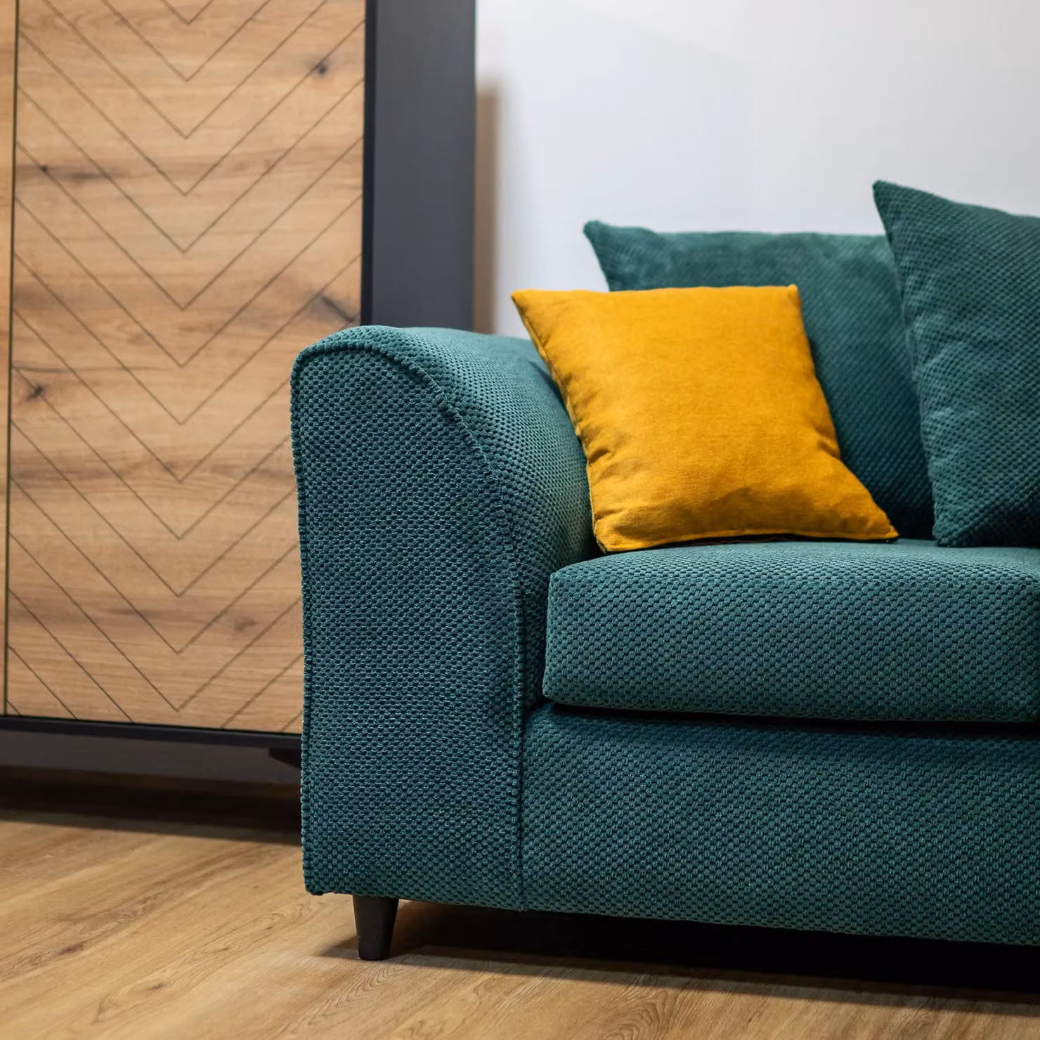 Abakus Direct Jumbo Grid 2 Seater Upholstered Fabric Sofa with Scatter Cushions in Grey, Beige or Green – 5
