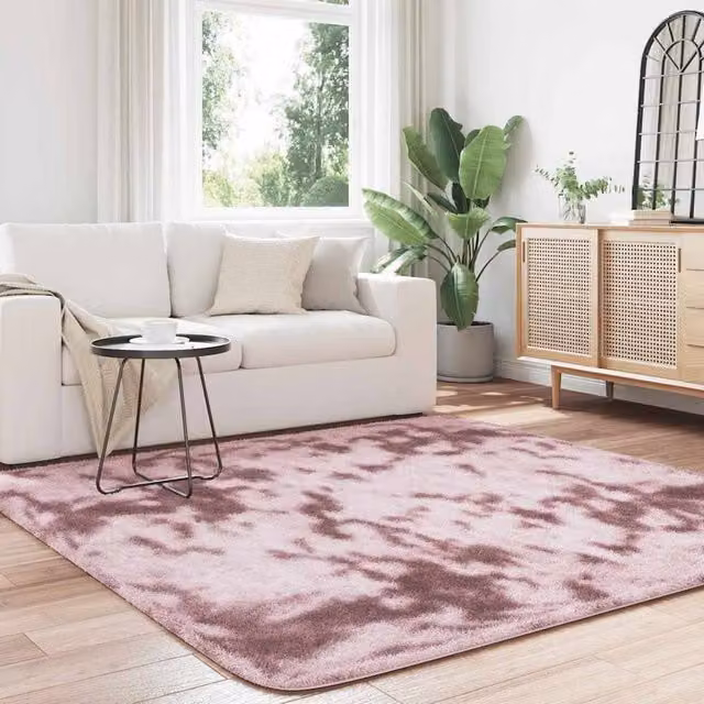 Berkfield Home NAVARRA Shaggy High Pile Rug in Dusty Pink, W/D: 200 x 200 cm