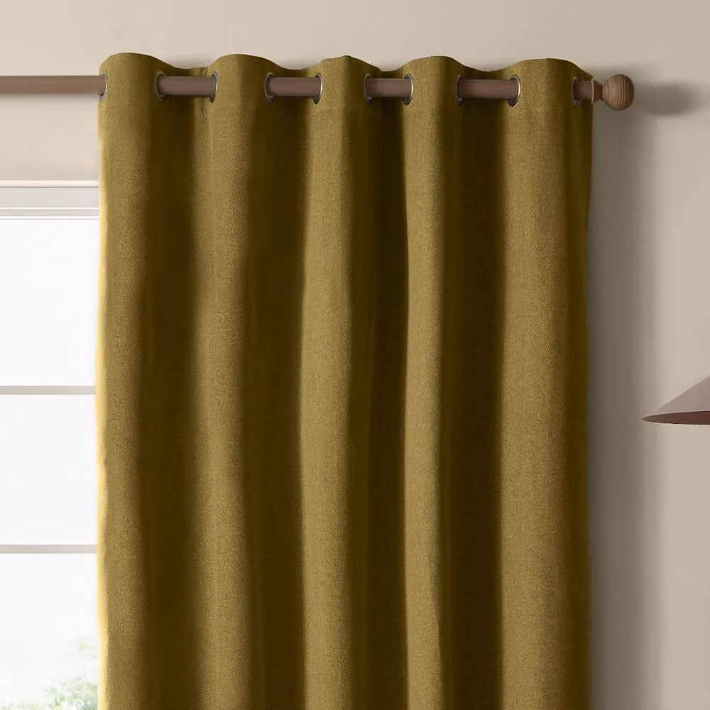 Furn Blackout Textured Woven Eyelet Curtain Pair in Green, Width: 229 cm, Drop: 137 cm – 3