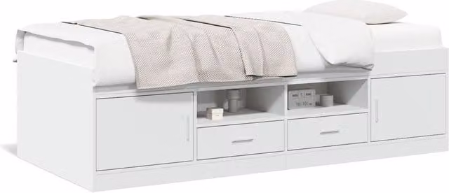 Berkfield Home Single Daybed with Drawers in White, W/D/H: 90 x 190 cm
