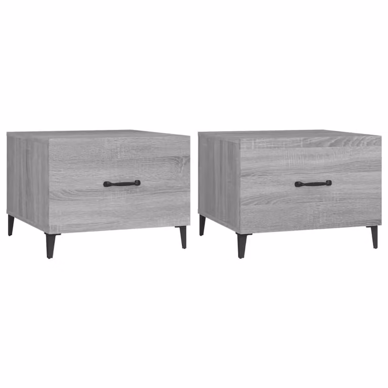 Berkfield Home Set of 2 Grey Sonoma Nesting Coffee Tables with Metal Legs, W/D/H: 50 x 50 x 40 cm