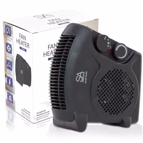 Tanness Black Fan Heater with 2 Heat Settings, Cool Mode and Thermostat – 1