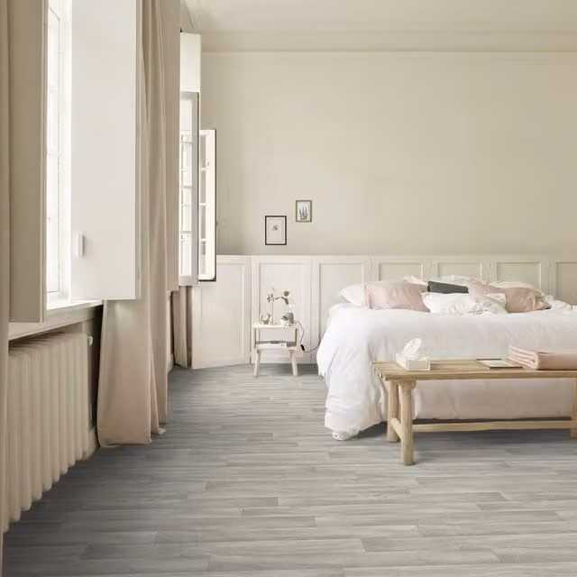 Komscape Grey Wood Look Scandinavian Plank Vinyl Flooring, Grey, 400 x 400 cm
