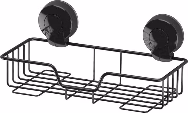 Showerdrape Suctionloc Black Metal Slatted Rectangular Bathroom Shower Caddy – 1