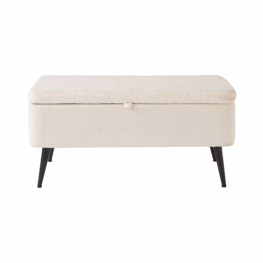 GFW Lola Boucle Teddy Ottoman Storage Bench in Cream – 2