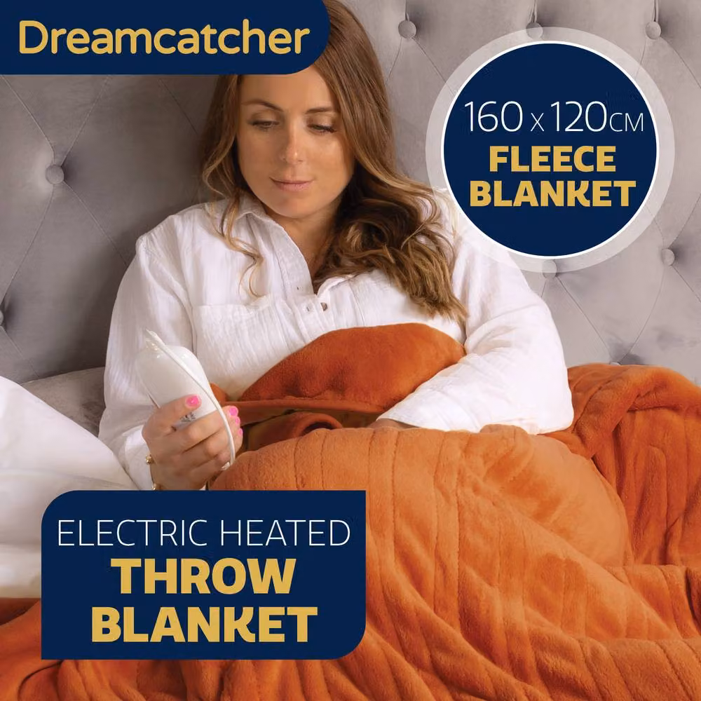 Dreamcatcher Terracotta Fleece Electric Heated Double Throw Blanket, W/D/H: 160 x 120 cm – 2