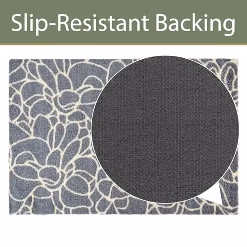 JVL Mega Floral Machine Washable Non-Slip Entrance Doormat, Blue and Grey, W: 150 cm, D: 50 cm – 6