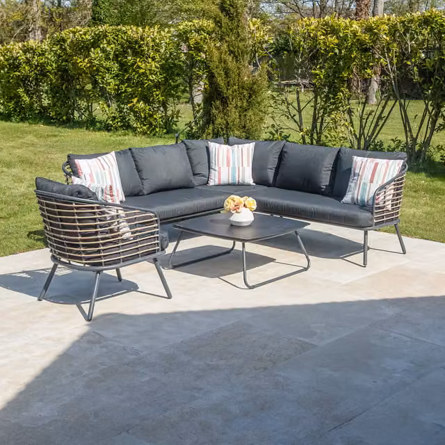 Bracken Outdoors Vegas Rattan Corner Sofa Set with Coffee Table in Grey