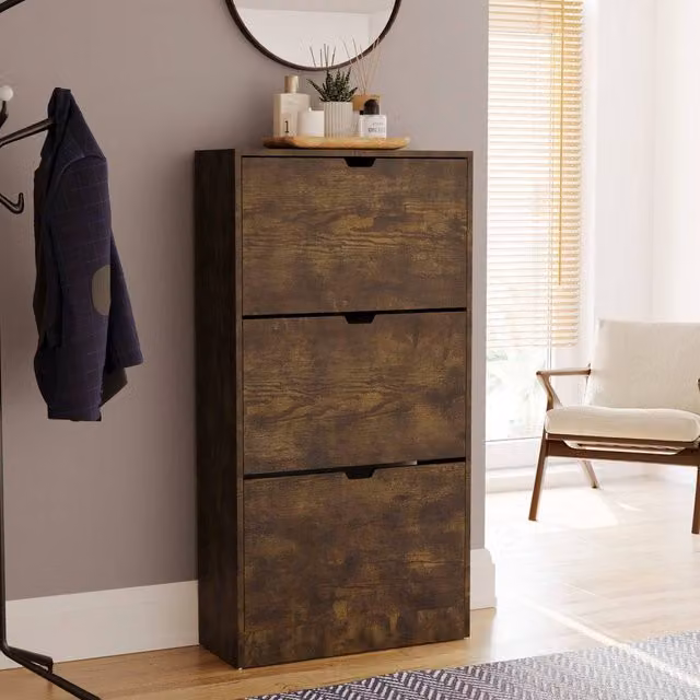 HD Designs Vida Designs Modern 3 Drawer Shoe Cabinet in Brown