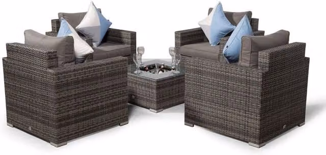 Giardino Sydney 4 Seater Rattan Sofa Set with Drinks Cooler Coffee Table in Grey