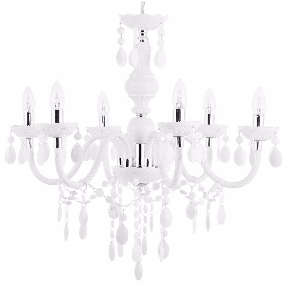 Wyld and Coco 6-Arm Crystal Chandelier in White, W: 70 cm, H: 160 cm – 2