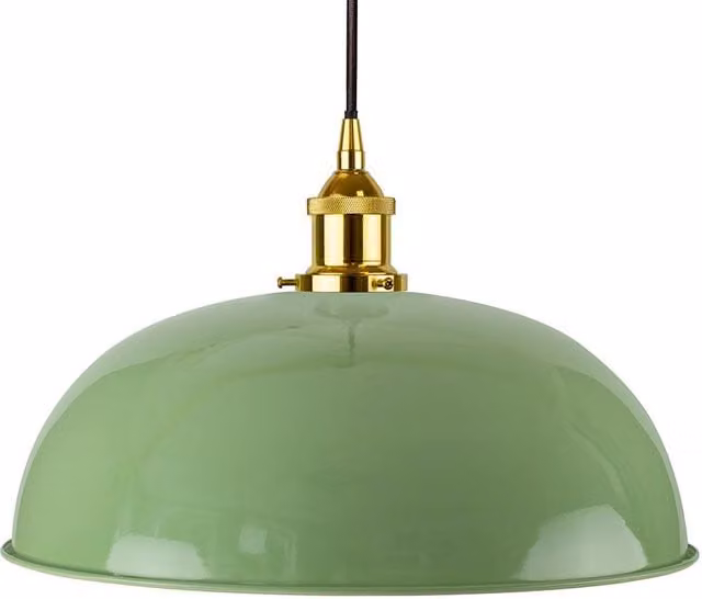 SE Home Worcester Pendant Light in Mint Green, Gold and Black Metal Dome Design