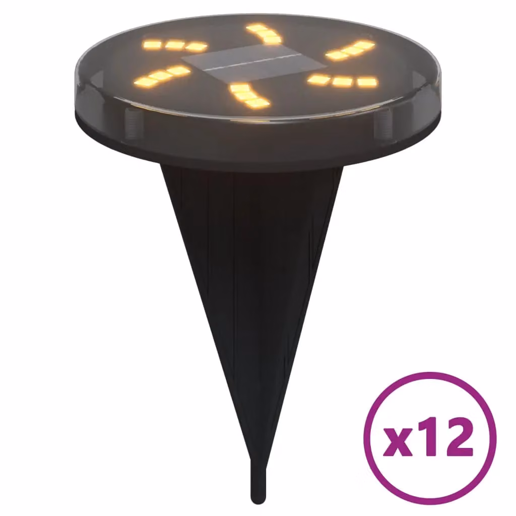 Berkfield Home Solar Ground Lights with Ground Spikes, 12 Piece Set, Warm White, Black – 2