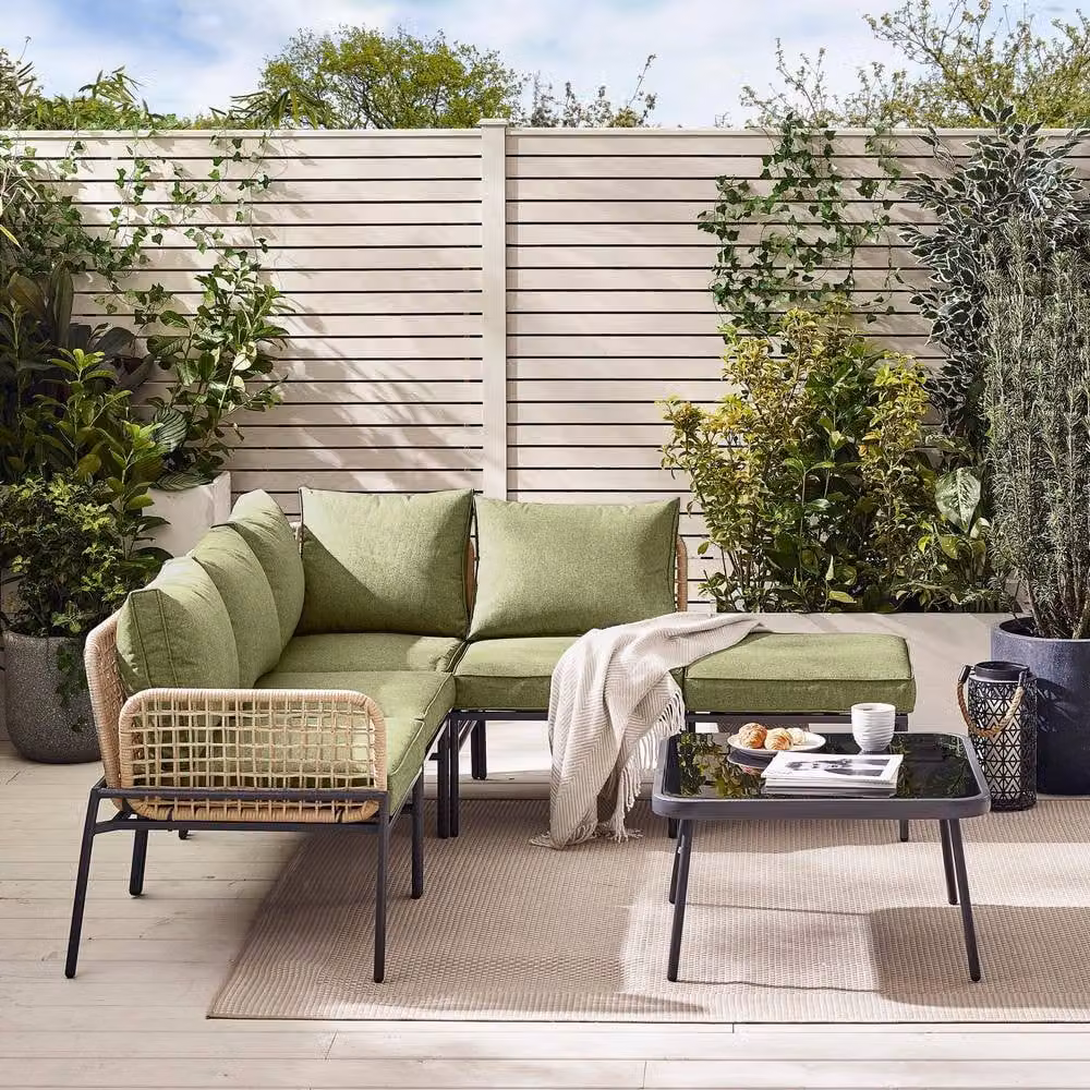 FurnitureboxUK Maldives 5 Seat PE Rattan Outdoor Garden Sofa Set in Green – 2