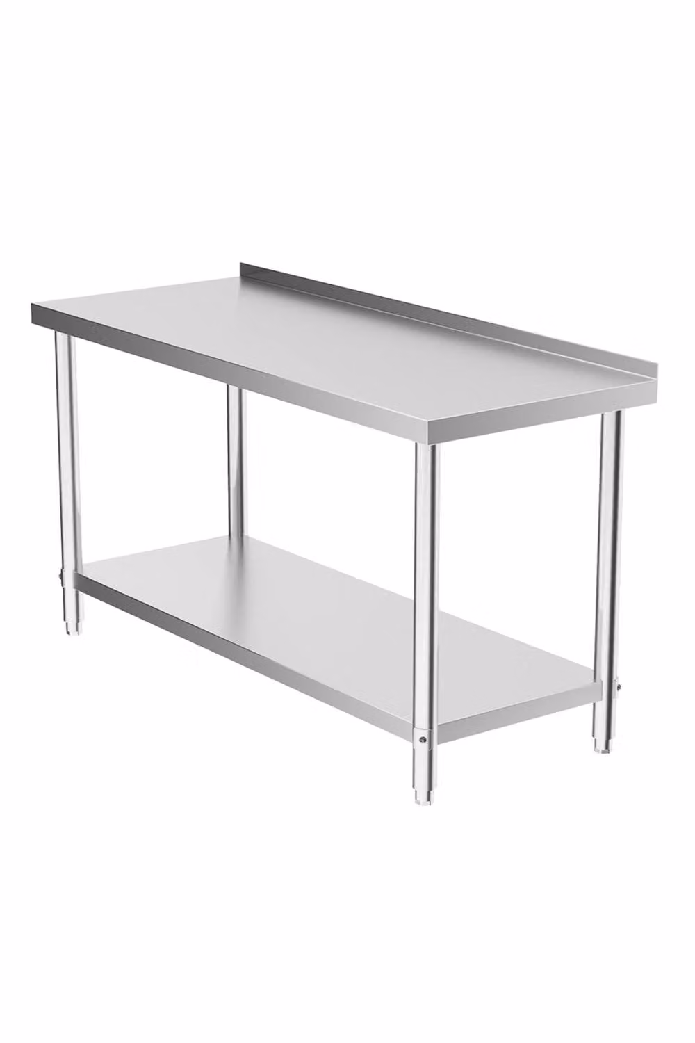ExtraStar 2-Tier Stainless Steel Prep Table with Backsplash and Storage Shelf in Silver – 2