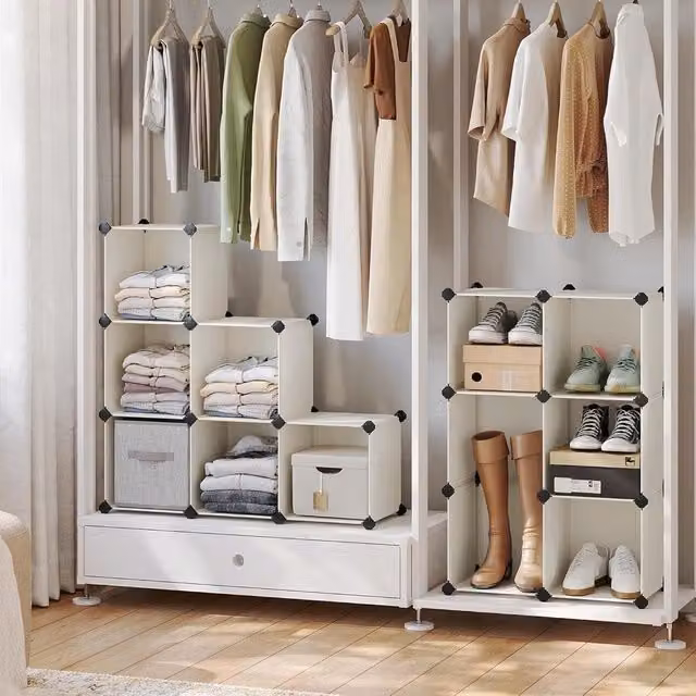 SONGMICS 16 Cube Modular Storage Organiser and Shoe Rack in White – 1