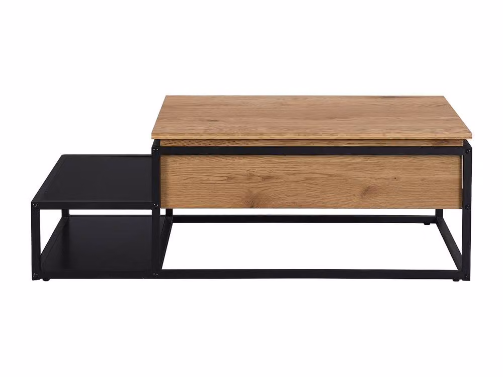 Vente-unique Modern Lift-Up Coffee Table in Natural and Black MDF and Metal, W/D/H: 60 x 40 x 38 cm – 2