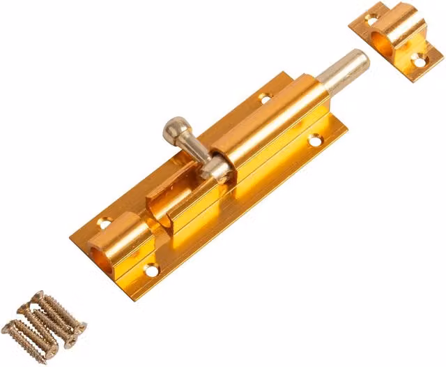 Blackspur Brass Barrel Bolt with Screws in Gold/Yellow