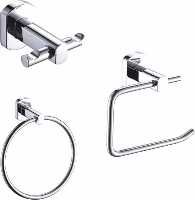 Showerdrape Admiralty 3 Piece Wall Mounted Bathroom Accessory Set in Silver Stainless Steel