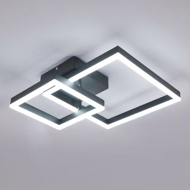 Pheashine Modern Black Square LED Ceiling Light, 36W, 6500K Cool White, W: 52 cm – 1