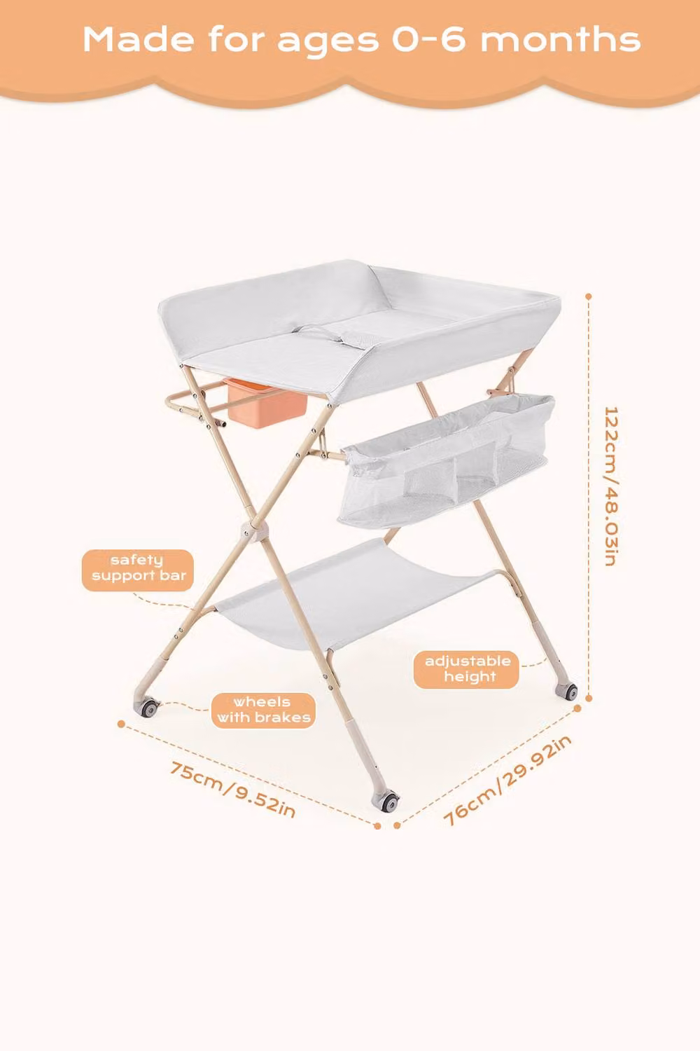 Living and Home Versatile Folding Baby Changing Table in Grey – 2
