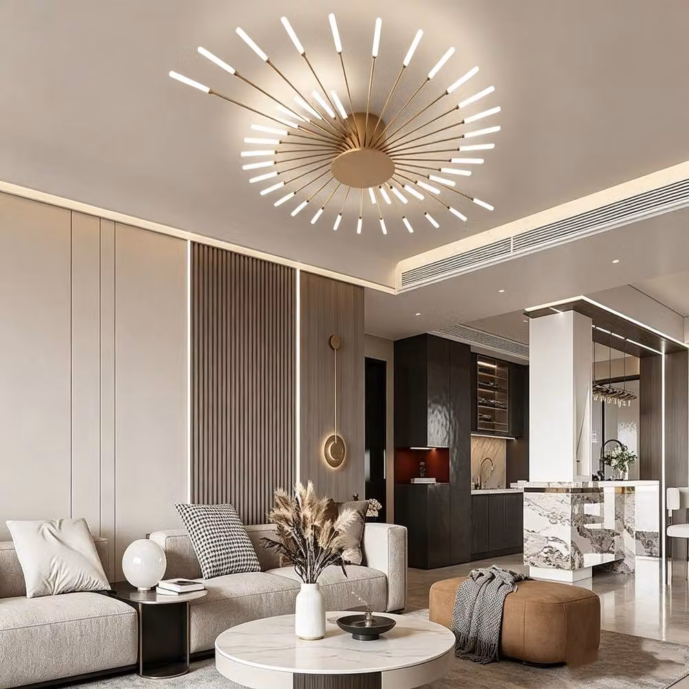 COMELY Modern LED Flush Ceiling Light with 42 Heads in Gold – 2