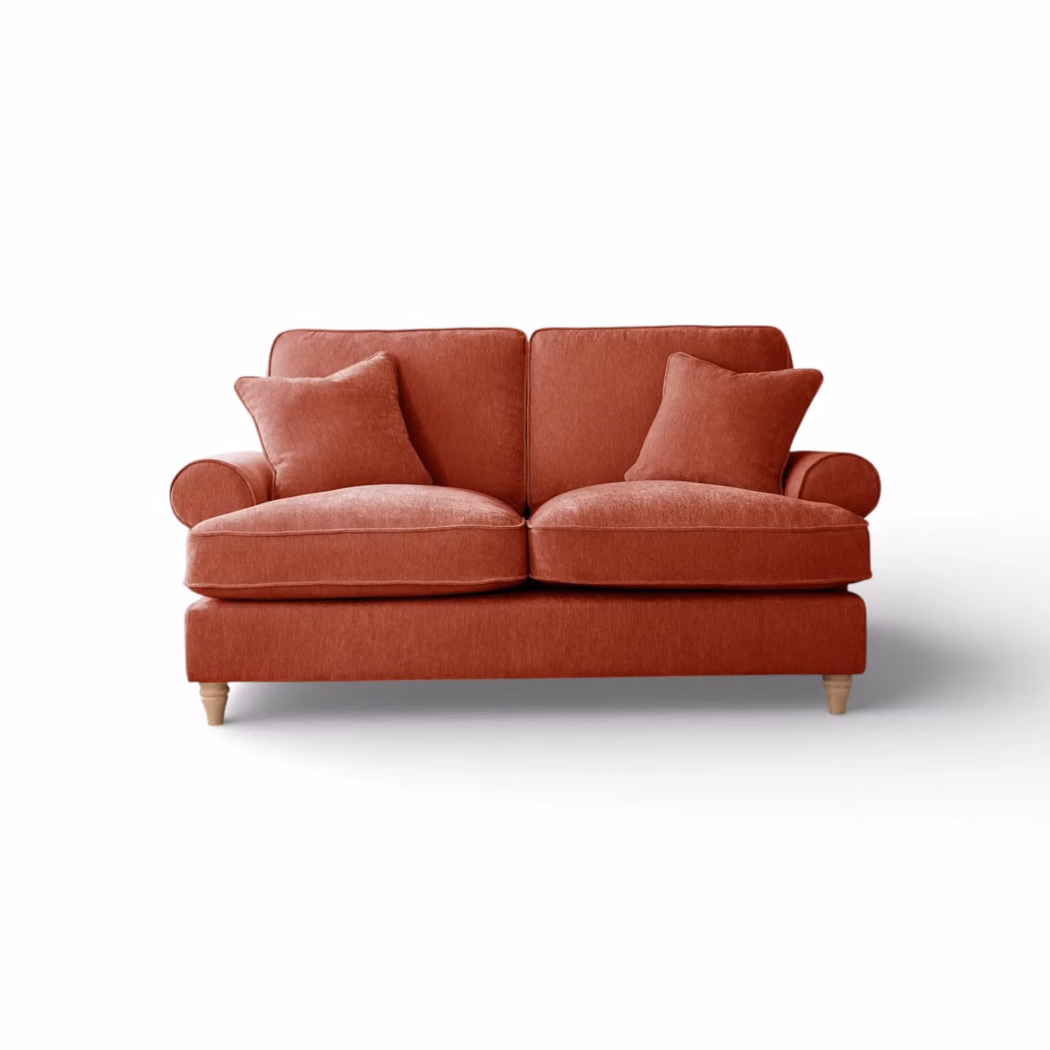 The Great Sofa Company Ezra 2 Seater Textured Velvet Sofa with Scroll Arms in Terracotta – 2