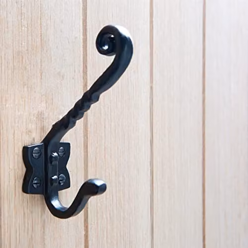 Hammer and Tongs Twisted Scroll Wall Hook, Matt Black Iron, Pack of 10, W: 40 mm, H: 125 mm – 3