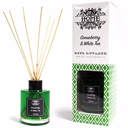 KDMD Gooseberry and White Tea Reed Diffuser, 120ml, Green and White