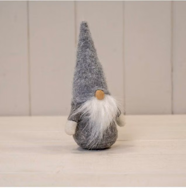 KDMD Grey and Beige Woolly Scandinavian Gonk Christmas Tabletop Decoration