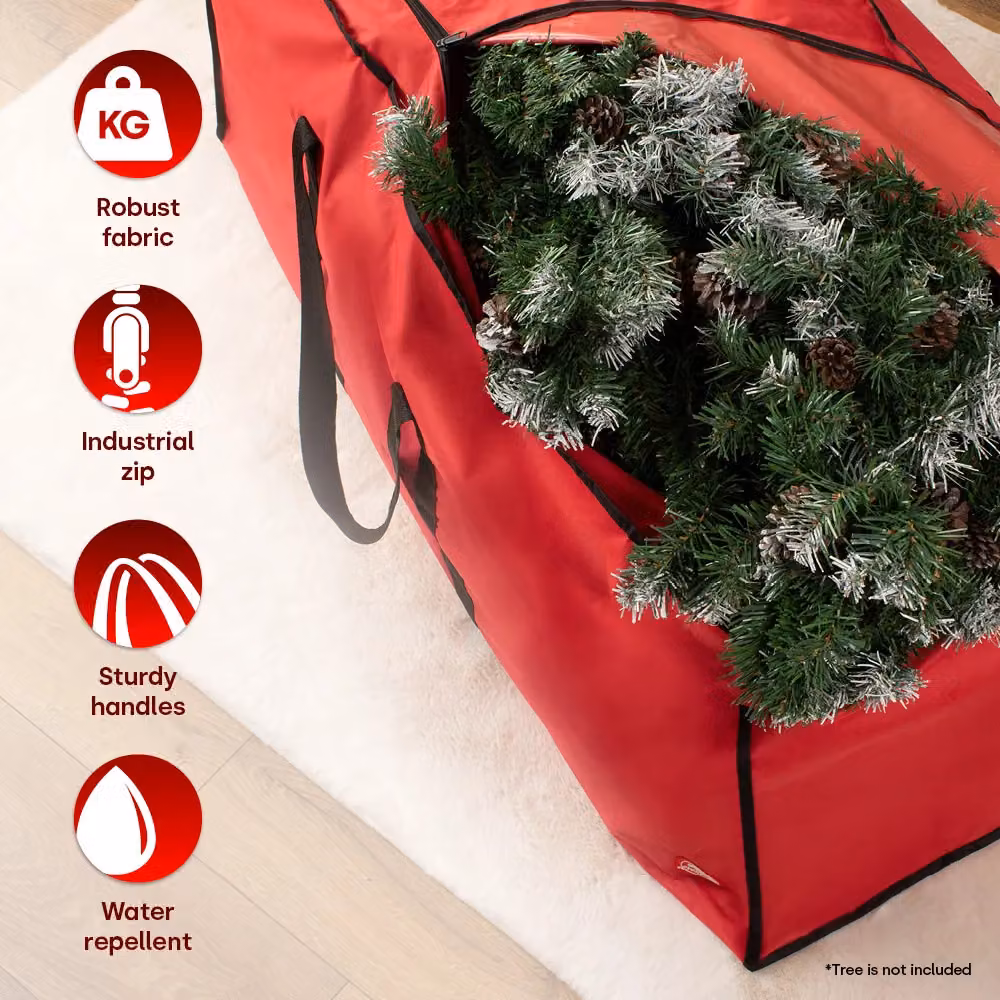 Christmas Village 7ft Premium Christmas Tree Storage Bag with Handles in Red and Grey – 3