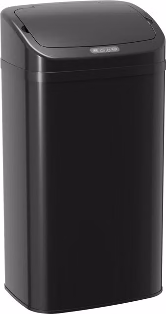 HOMCOM 48L Black Galvanised Steel Sensor Bin with Fingerprint-Proof Finish – 1