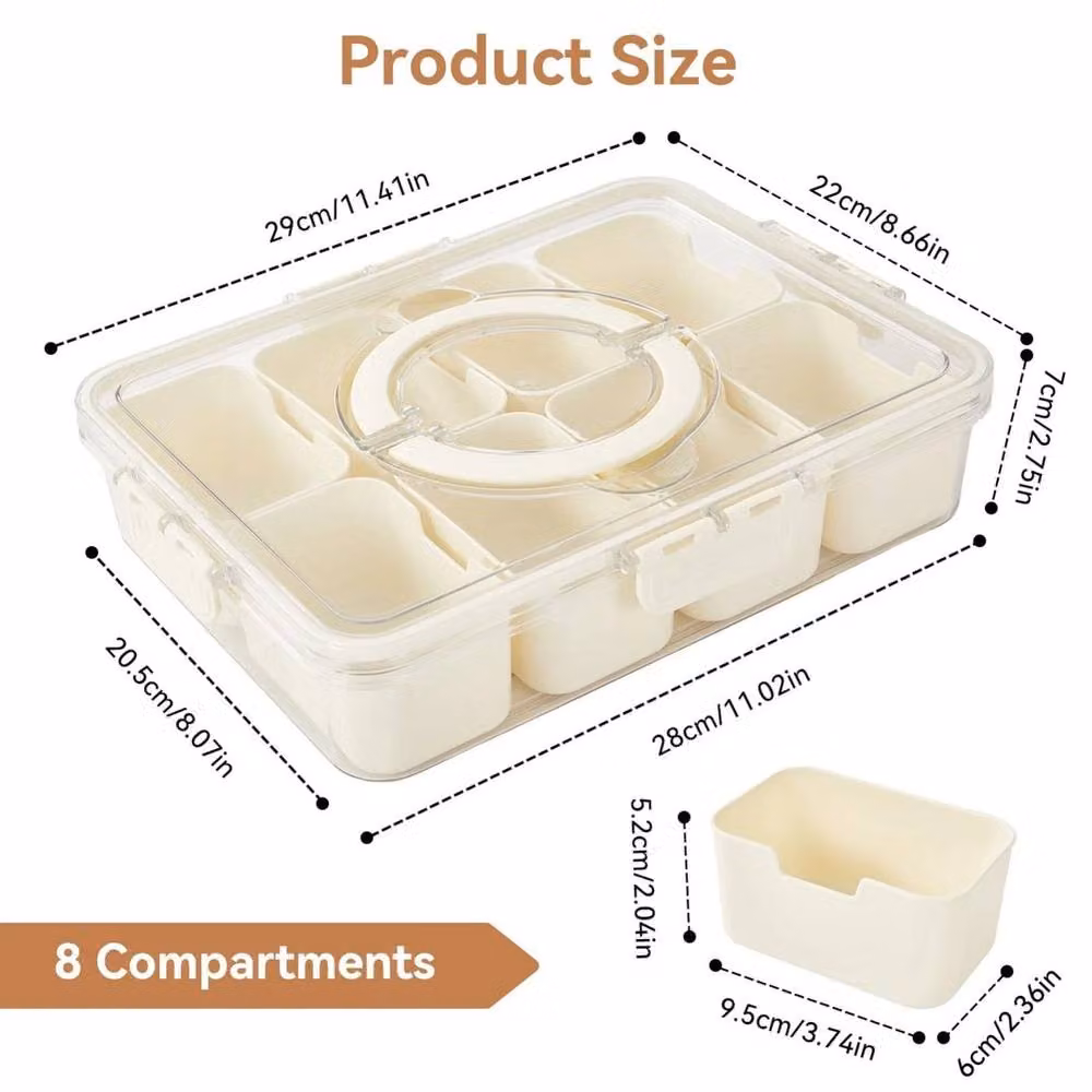 FLAVORA 2-Piece Beige Snackle Box with 8 Divided Compartments, Width: 50 cm – 2