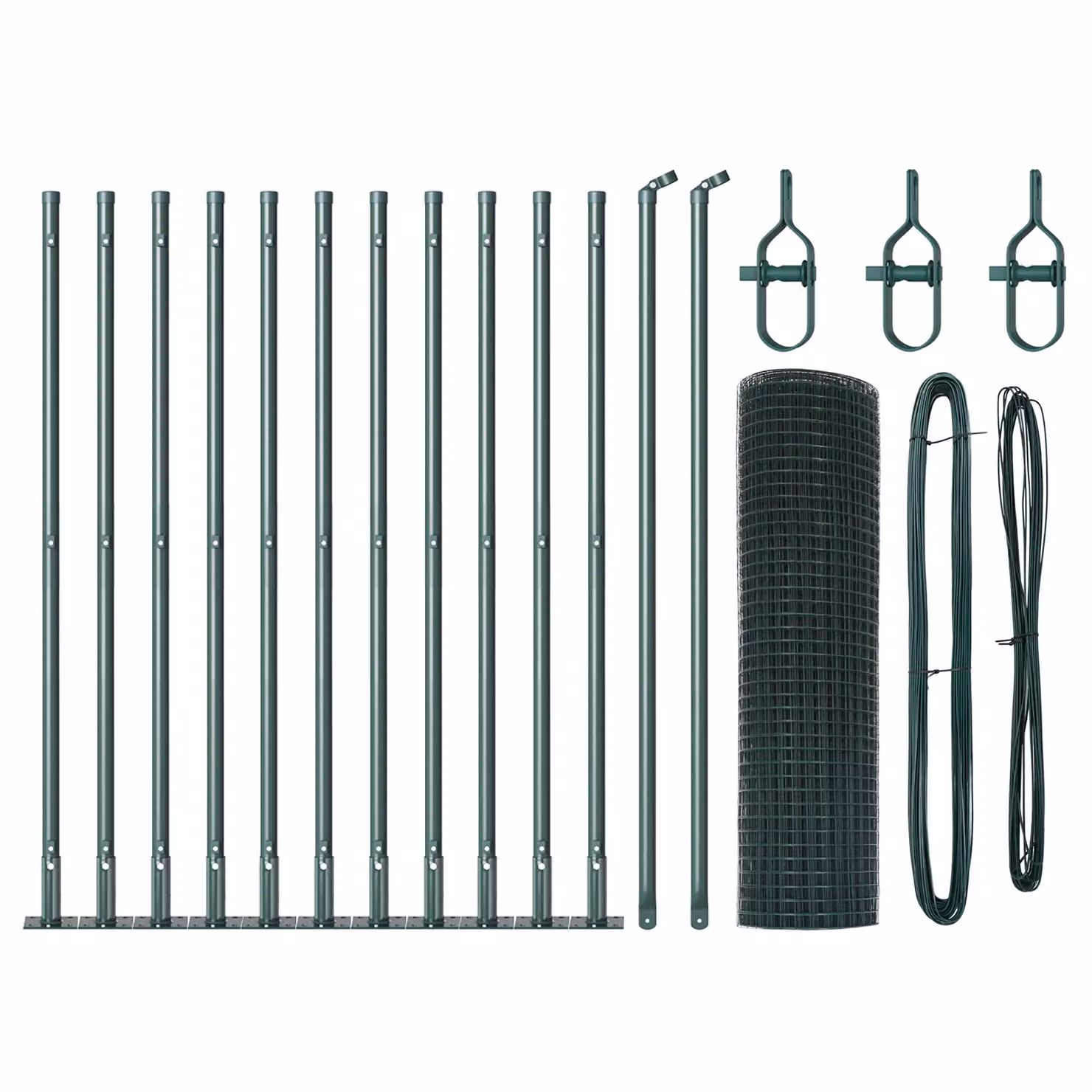 Berkfield Home Green Steel Welded Wire Fence with 13 Flanged Posts, W/H: 0.4 x 25 m – 2