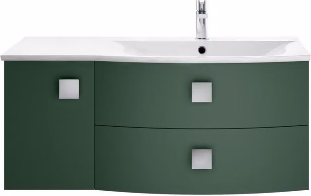 Balterley Gentleshaw Right-Hand Vanity Basin Unit with 1 Door and 2 Drawers, Green – 1