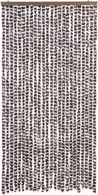 Berkfield Home Brown and White Striped Chenille Insect Curtain, W/H: 100 x 220 cm
