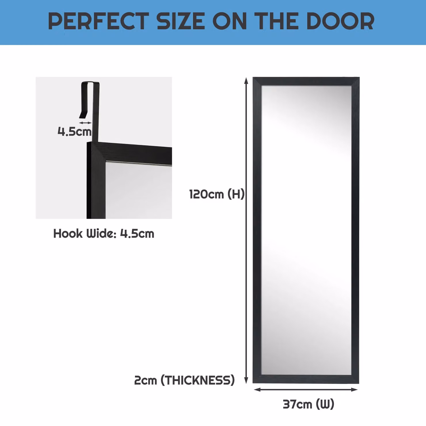 Gymax Full Length Body Mirror, Black, H 120 cm x W 37 cm – 3
