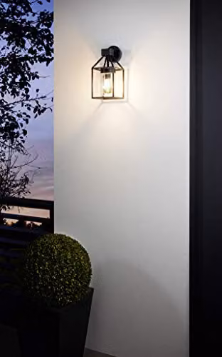 Eglo Trecate Black Industrial Outdoor Wall Lantern with Transparent Glass – 2