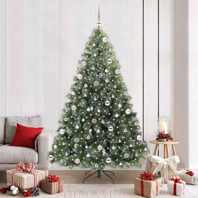 Berkfield Home Artificial Green Christmas Tree with 300 Warm White LEDs