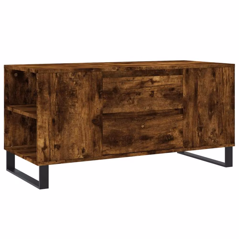 Berkfield Home Modern Rectangular Coffee Table in Smoked Oak Brown, W/D/H: 102 x 44.5 x 50 cm – 2