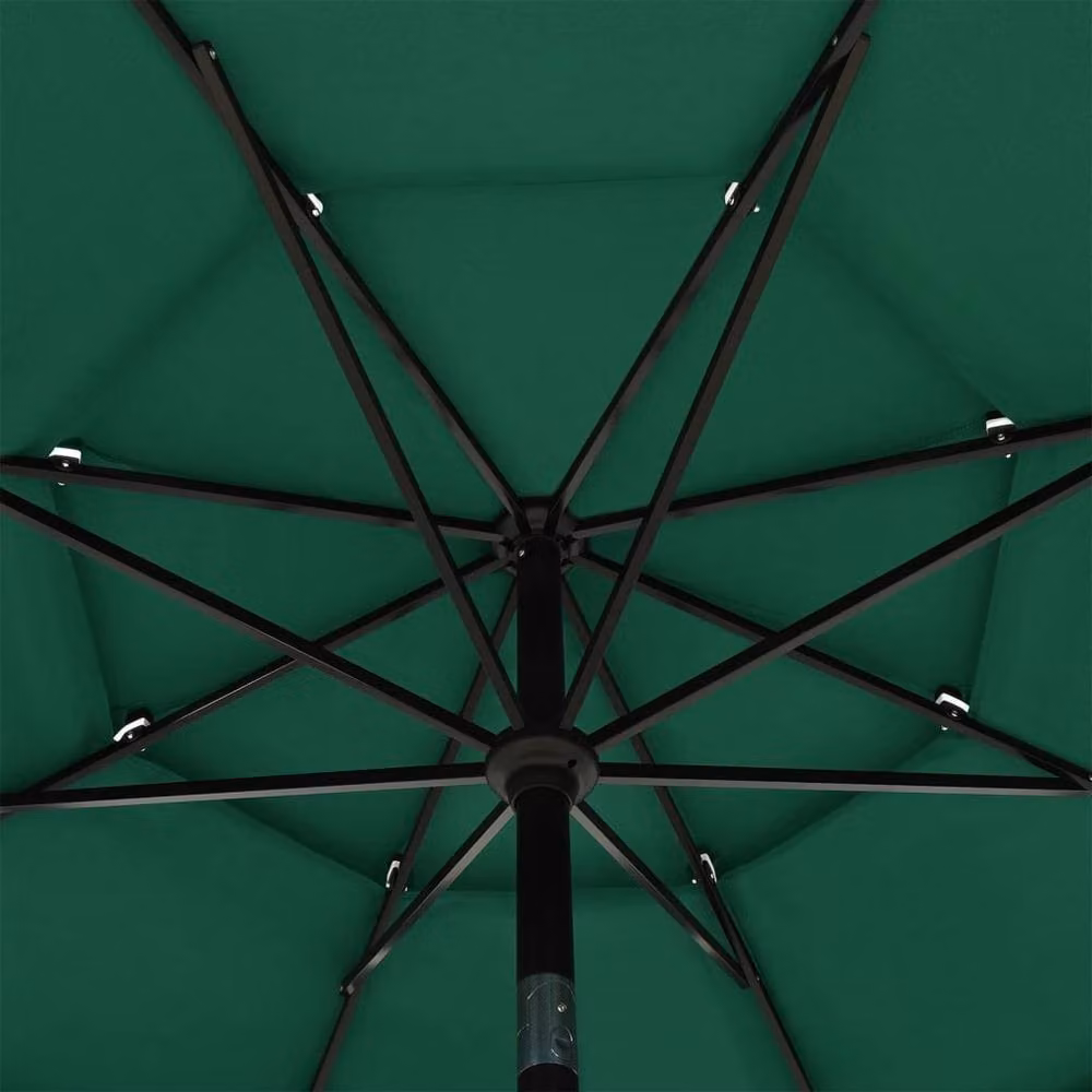 Berkfield Home 3-Tier Green Polyester Parasol with Aluminium Pole, Diameter: 3.5 m, Height: 2.6 m – 3