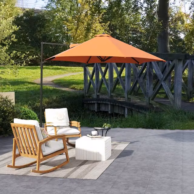 Outsunny 2.5m 360 Degree Rotation Garden Cantilever Parasol in Orange